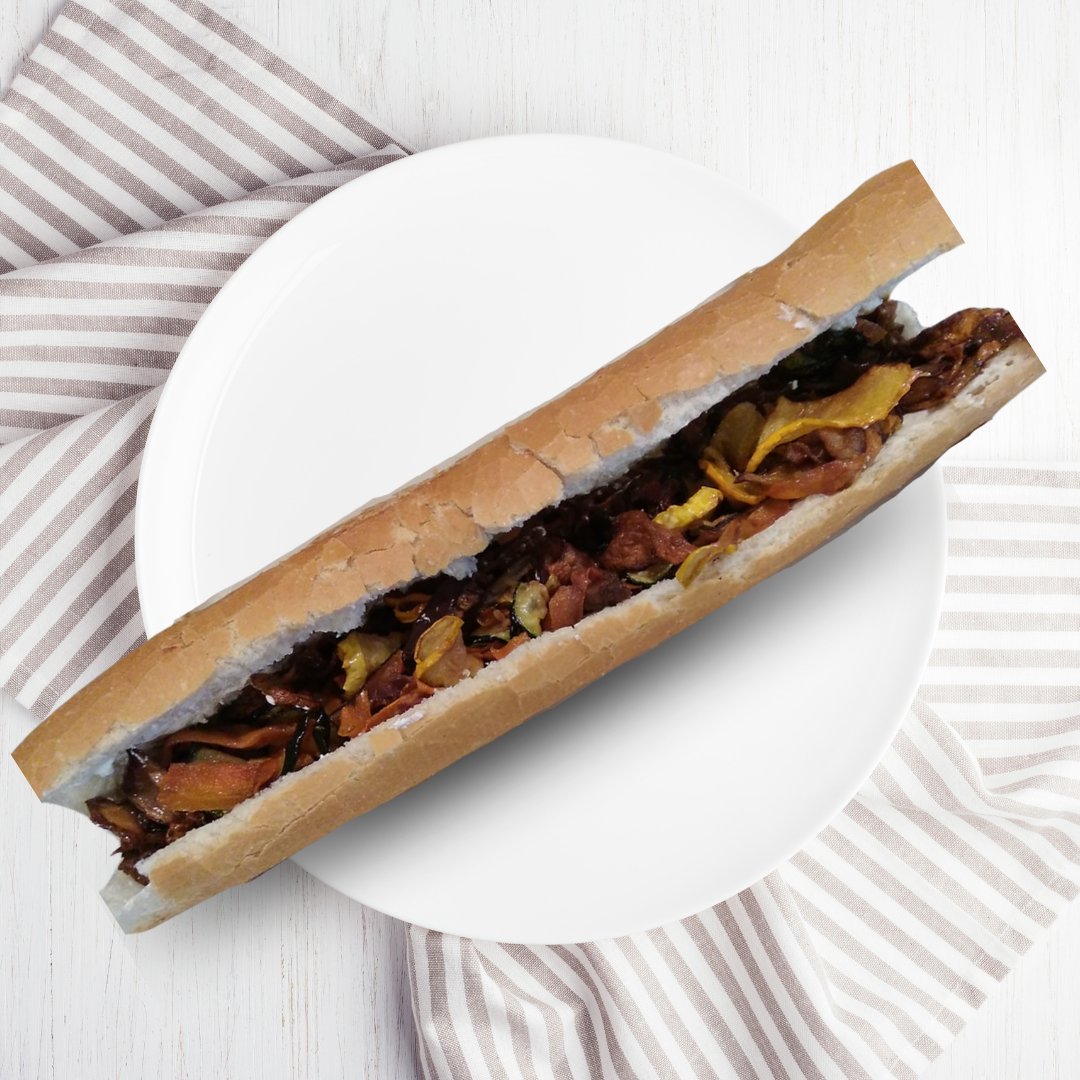 Baguette pesto, legumes grilles & cream cheese